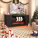 EROMMY 70" TV Stand with Electric Fireplace,Living Room Fireplace TV Stand, Dark Walnut Color-Erommy